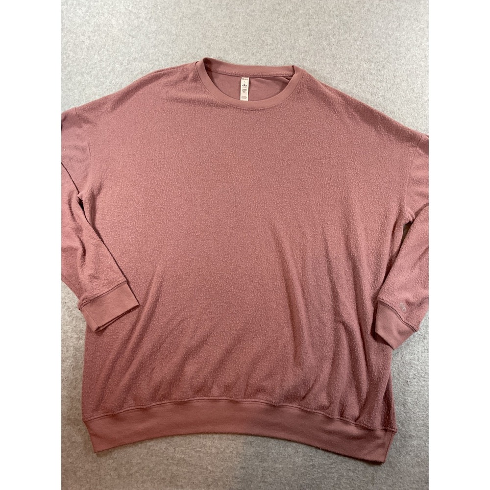 Alo Yoga Haze Long Sleeve Sweatshirt Dusty Rose Pink Oversized Pullover L #674